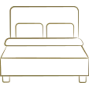 Stilisiertes Icon eines Doppelbetts als Symbol für Schlafzimmer, Übernachtung und Hotelzimmer-Buchung.